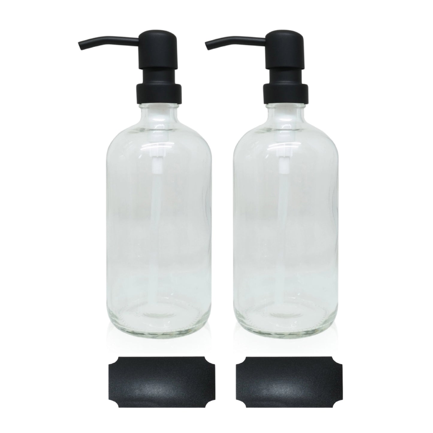 16oz Glass Bottle w/Stainless Steel Pump - Refillable, Reusable, Long-lasting, Good Quality, Lead-free