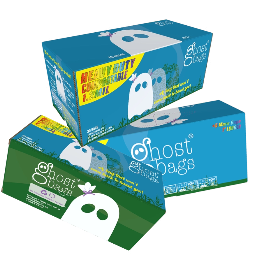 NEW Ghost Bags - 100% Home Compostable & Biodegradable Garbage Bags, Plastic-free alternative, Microplastic-free