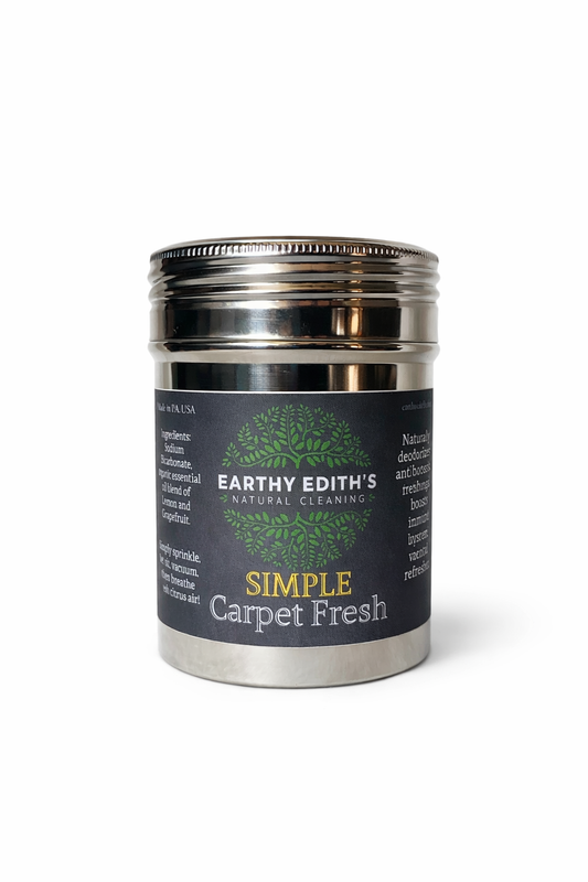 Carpet Cleaner Powder - Stainless Steel Jar, Non-toxic, Refillable, Deodorizer, Antibacterial, Kid-Safe, Zero-waste