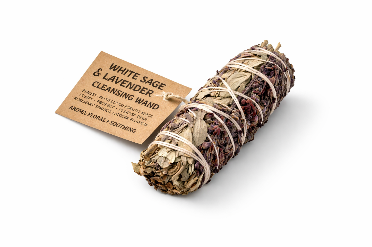Sage & Lavender Smudge Wand - Non-toxic, Aromatherapy, Organic, Cleansing, Fights Airborne Bacteria