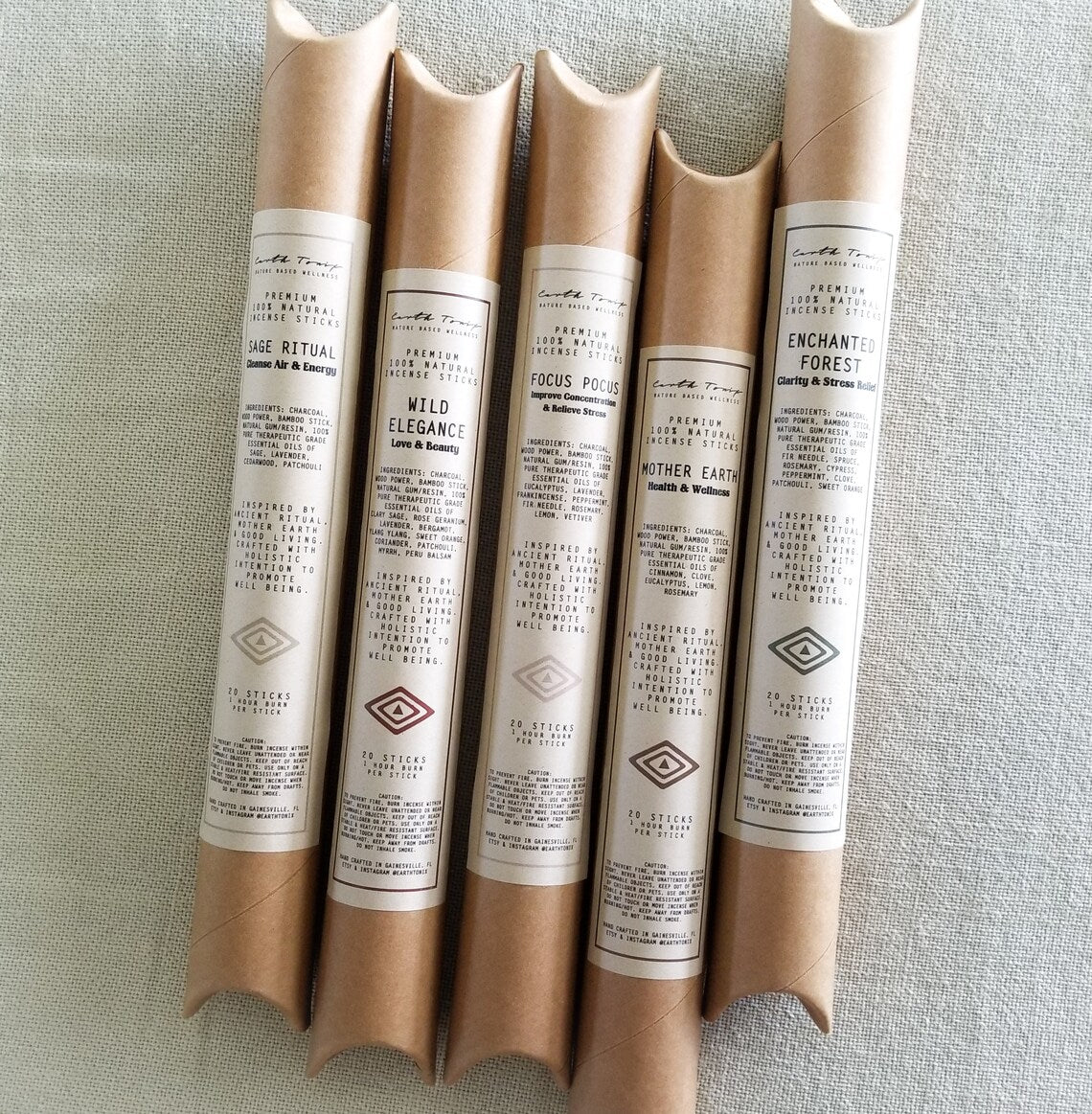 Natural Charcoal Incense Sticks - Non-toxic, Aromatherapy, Vegan, Zero-waste, Handmade