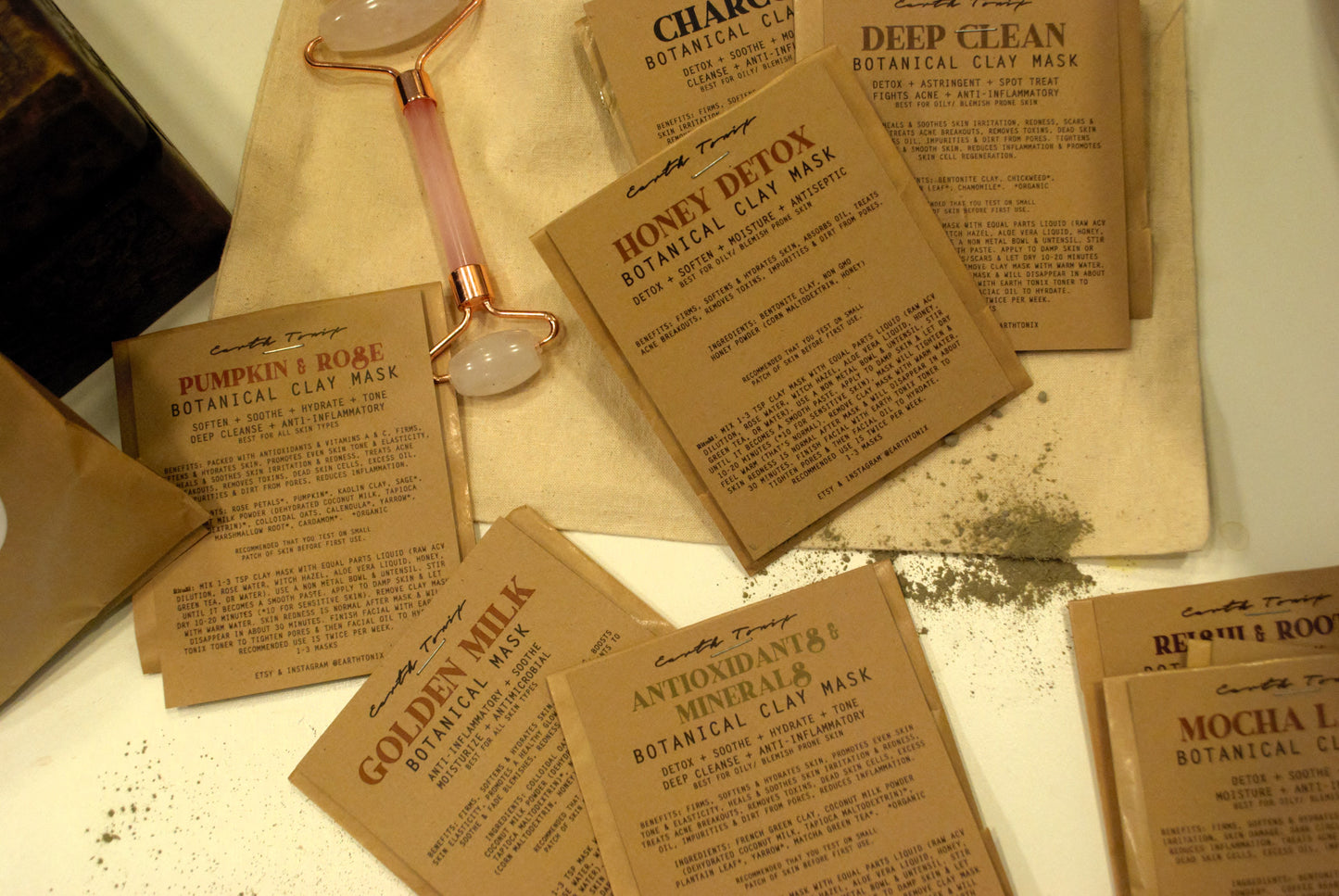 Mini Botanical Clay Facial Masks - Organic, Plant-based, Powder, Detoxify, Heal