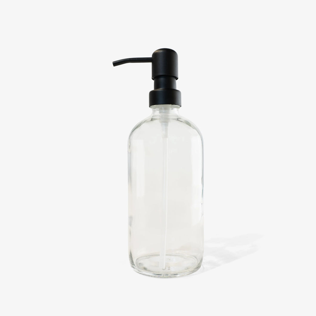 16oz Glass Bottle w/Stainless Steel Pump - Refillable, Reusable, Long-lasting, Good Quality, Lead-free