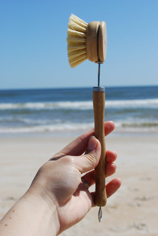 Long-handled Bamboo Pot Scrubber - Compostable, Plastic-free